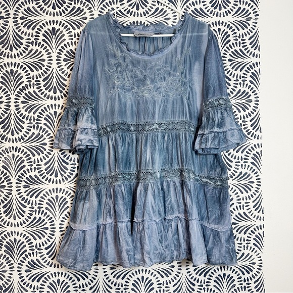 Vintage Henna Tie Dye Cotton Bohemian Blouse - Picture 2 of 15